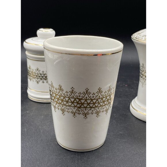 MCM Nasco Japan Apothecary Vanity Set 3 Hollywood Regency Gold Trim - Picture 10 of 16